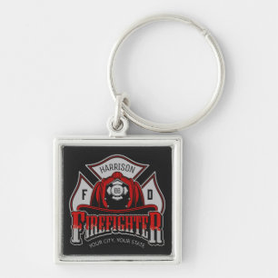 Porte-clés Firefighter Helmet ADD NAME Fire Department Rescue