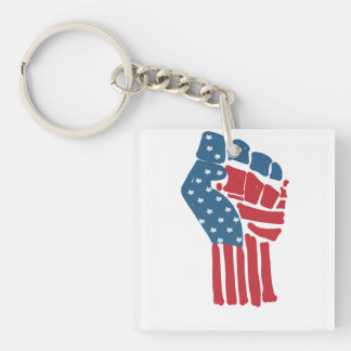 Porte-clés Flagge USA auf einer angehobenen geballten Faust 
