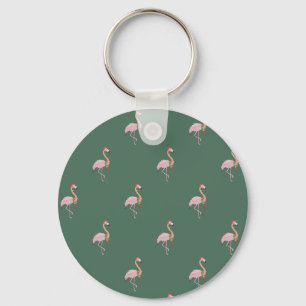 Porte-clés Flamant Rose Adorable Avec Chapeau De Père Noël,Ve