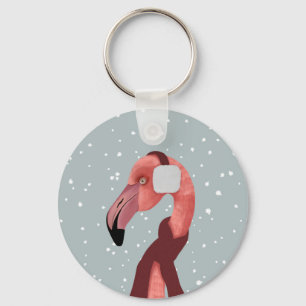 Porte-clés Flamant rose D'Hiver Whimsical Et Cosy Avec Écharp