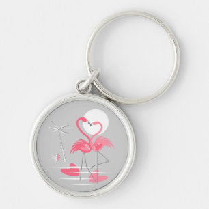 Porte-clés Flamant rose Love Premium porte - clé rond