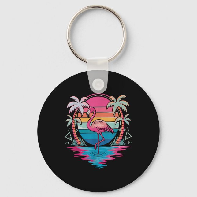Porte-clés Flamant rose Plage Vibes été Palm Tree Sum Tropica (Recto)