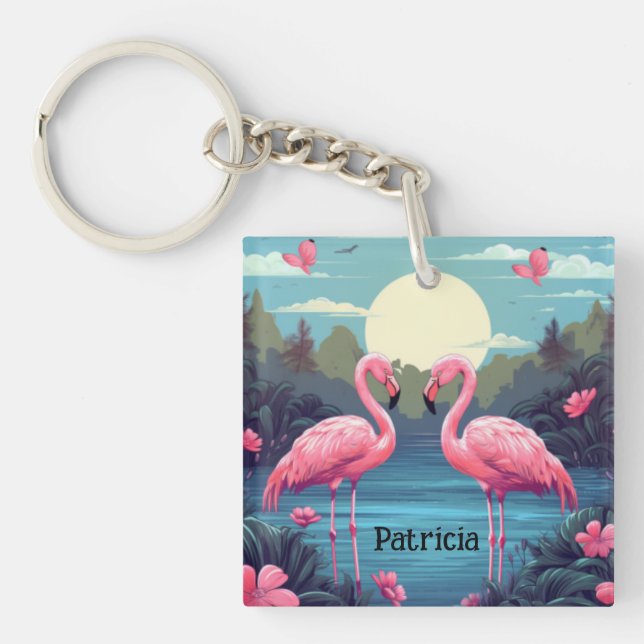 Porte-clés Flamant rose rose (Devant)