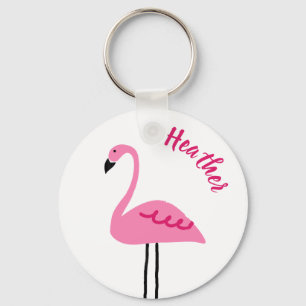 Porte-clés Flamant rose rose mignon Ajouter Nom personnalisé 