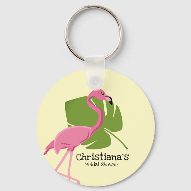 Porte-clés Flamant rose rose personnalisé Fête des mariées tr (Recto)