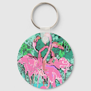 Porte-clés Flamant rose rose rétro oiseaux Porte - clés Flama