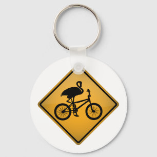 Porte-clés Flamant rose sur la bicyclette