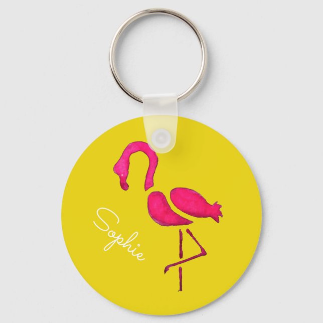 Porte-clés Flamingo rose mignon oiseau unique (Recto)