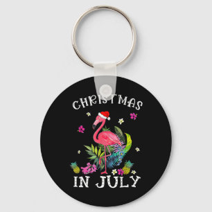 Porte-clés Flamingo Rose Tropical Noël en Juillet Été 1