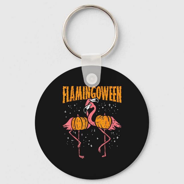 Porte-clés Flamingoween Pumpkin Flamingos Funny Bird Hallowee (Recto)