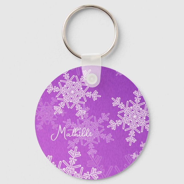 Porte-clés Flammes de neige violettes blanches Nom de Noël mi (Recto)