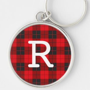 Porte-clés Flannelle Plaid Monogramme Rouge Buffalo Personnal