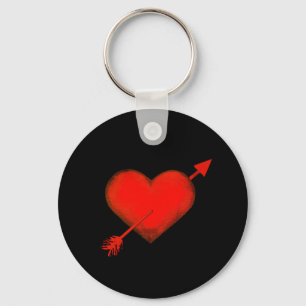 Porte-clés Flèche de Cupid rouge sur Porte - clé Bouton Noir
