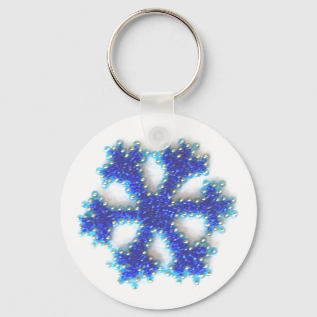 Porte-clés Flèche de neige en perle bleue (Recto)