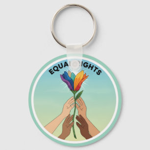 Porte-clés Fleur arc-en-ciel de l'égalité des droits – Divers