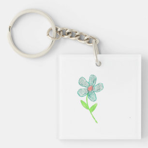 Porte-clés Fleur bleue