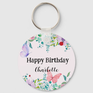 Porte-clés Fleur colorée de papillon Ladybug mou Anniversaire