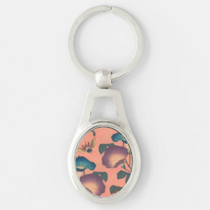 Porte-clés Fleur d'abeille rose Art classique Hokusai