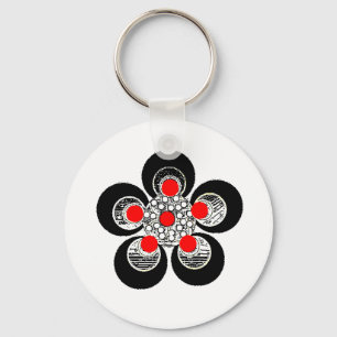 Porte-clés Fleur d'argent rouge porte - clé