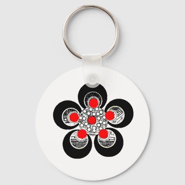 Porte-clés Fleur d'argent rouge porte - clé (Recto)