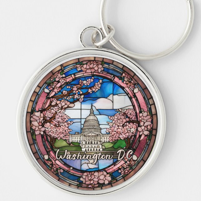 Porte-clés Fleur de cerisier personnalisée Washington DC (Devant)