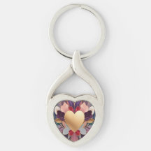 Fleur de cœur doré Élégant Symétrique Multicolore
