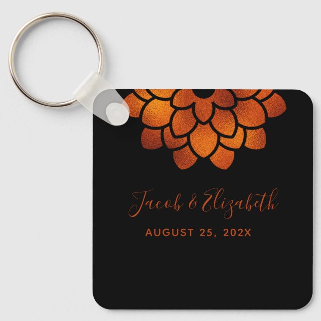 Porte-clés Fleur de cuivre dramatique sur Mariage noir (Recto)