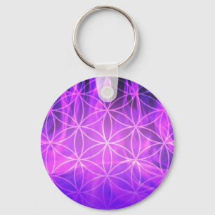 Porte-clés Fleur de flamme violette de la vie