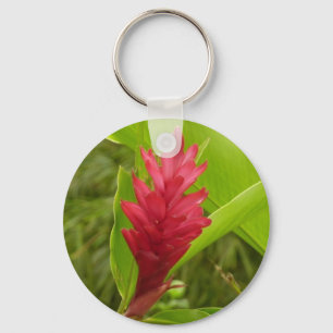 Porte-clés Fleur de gingembre rouge (Alpinia) tropicale