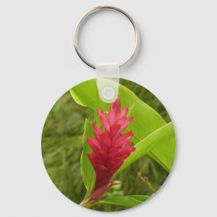 Porte-clés Fleur de gingembre rouge (Alpinia) tropicale