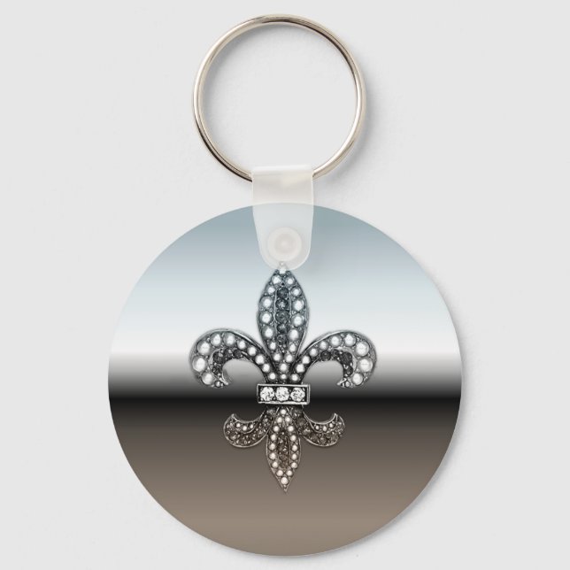 Porte-clés Fleur De Lis Flou Nouvelle-Orléans Argent Noir (Recto)