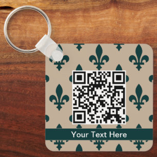 Porte-clés Fleur de Lis Motif, Français, Royal, Vert