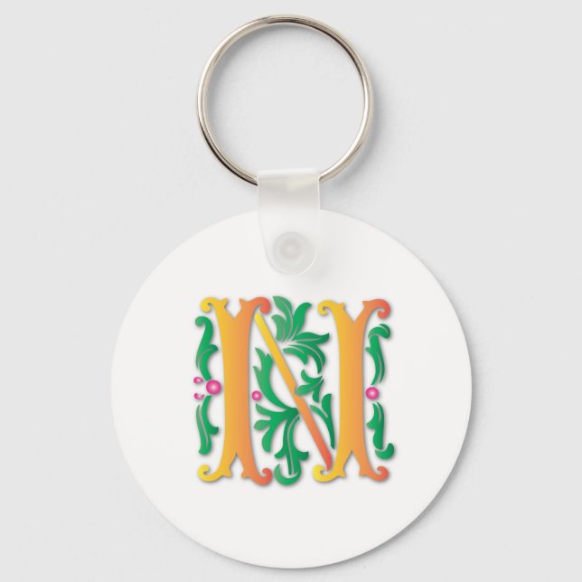 Porte-clés Fleur de lis N Monogramme (Recto)