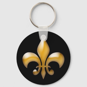 Porte-clés Fleur de Lis Noir et Jaune Doré