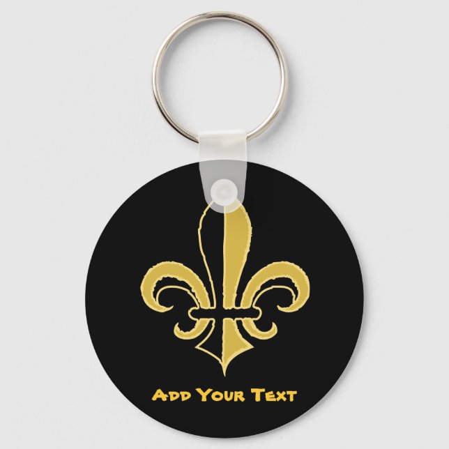 Porte-clés Fleur de lis noir et or (Recto)