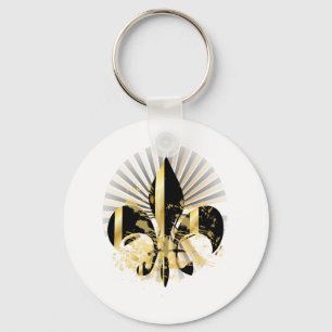 Porte-clés Fleur de Lis noir et or