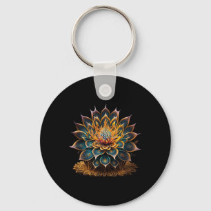 Porte-clés Fleur de Lotus Yoga Zen Bohème Namaste Méditation 