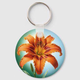 Porte-clés Fleur de lys orange vibrant en fleurs