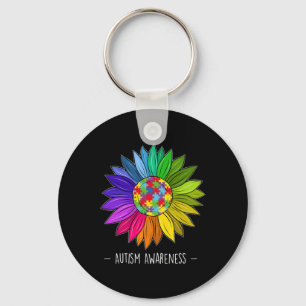 Porte-clés Fleur de marguerite de sensibilisation à l'autisme