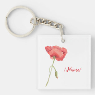 Porte-clés Fleur de naissance Poppy cadeau de vacances