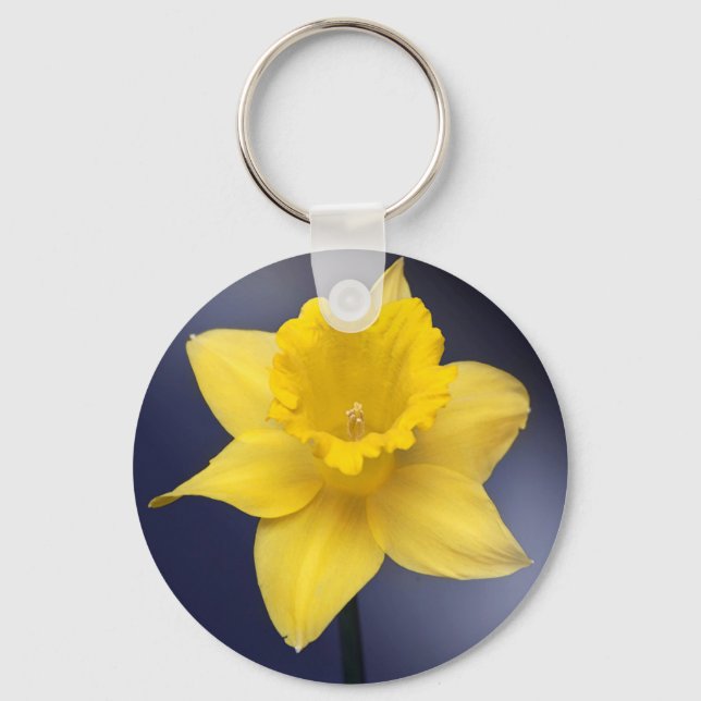 Porte-clés Fleur de Narcisse jaune peinture à l'aquarelle flo (Recto)