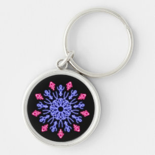 Porte-clés Fleur de néon bleu et rouge