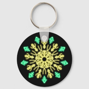 Porte-clés Fleur de néon jaune et vert