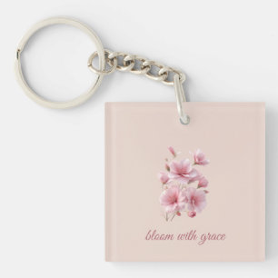 Porte-clés Fleur de pastel doux Citation Inspirante
