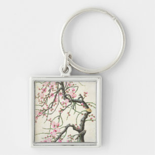 Porte-clés Fleur de pêche (couleur sur le papier)