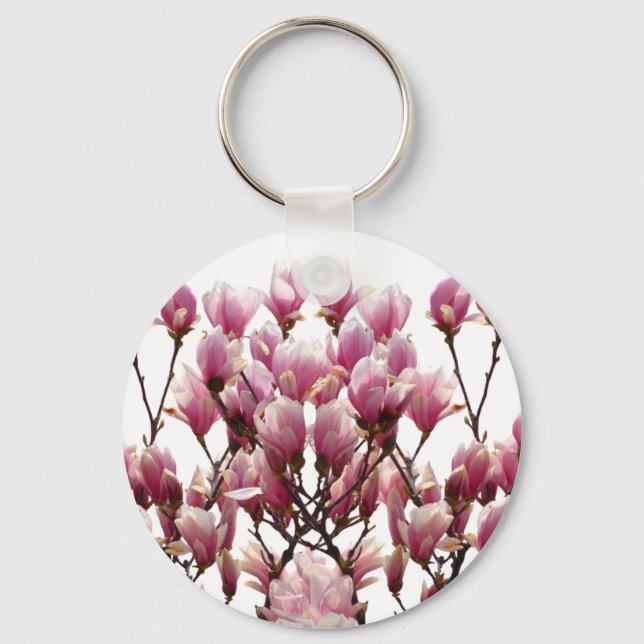 Porte-clés Fleur de printemps rose florissante Magnolias (Recto)