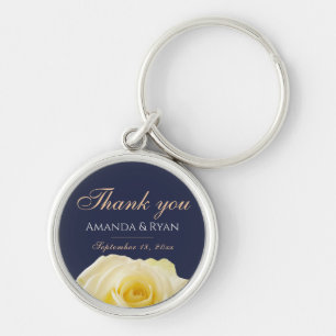 Porte-clés Fleur de rose jaune Mariage Merci