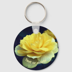 Porte-clés Fleur de rose jaune personnalisée
