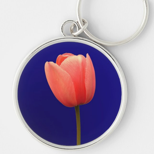 Porte-clés fleur de tulipe orange en arrière - plan bleu (Devant)