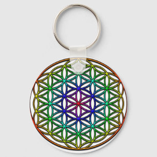 Porte-clés Fleur de vie (arc-en-ciel) symbole de géométrie sa